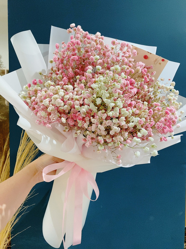 Hoa lễ tình nhân Valentine - Bó hoa baby trắng hồng