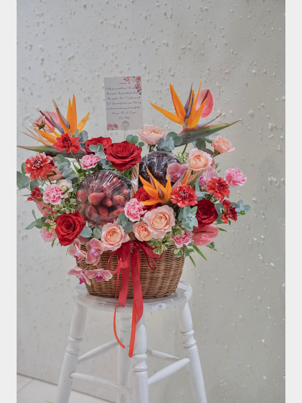 [Hoa 20/11] Giỏ hoa trái cây - Giỏ hoa trái cây tặng sếp sang trọng