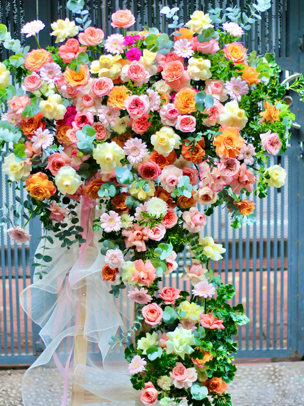 Hoa chúc mừng khai trương màu hồng cam - mẫu 14