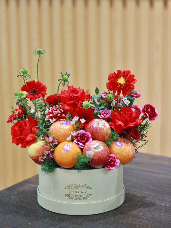 [Hoa 20/11] Hoa trái cây - Hộp hoa trái cây tone đỏ