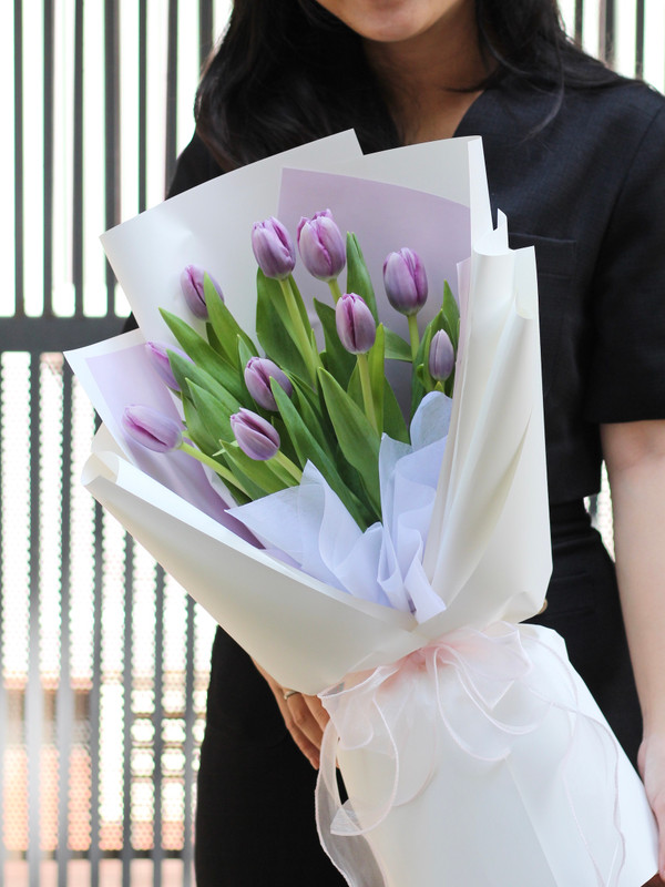 Hoa sinh nhật tulip - Bó hoa tulip tím mộng mơ tặng vợ