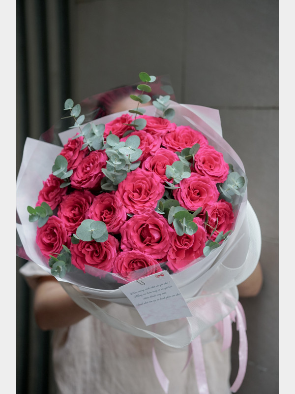 Bó hoa hồng pinkloy nhập khẩu cao cấp
