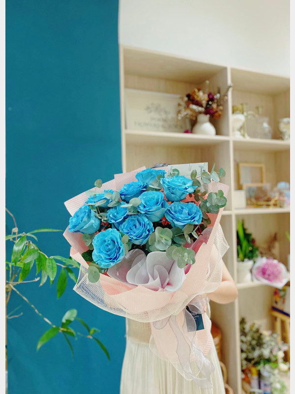 Hoa sinh nhật - Bó hoa hồng xanh 10 bông nhập khẩu