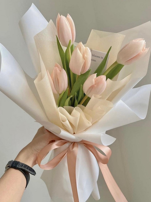 [Hoa 20/10] Hoa tặng người yêu - Bó hoa tulip 5 bông đủ màu đẹp, sang trọng tặng sinh nhật