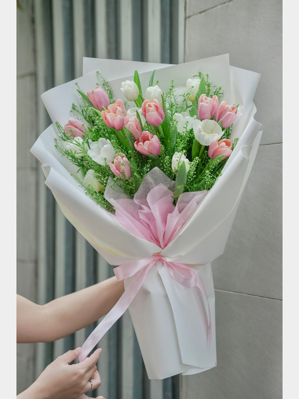 Hoa tulip hồng - Bó hoa tulip hồng tặng sếp dịp sinh nhật