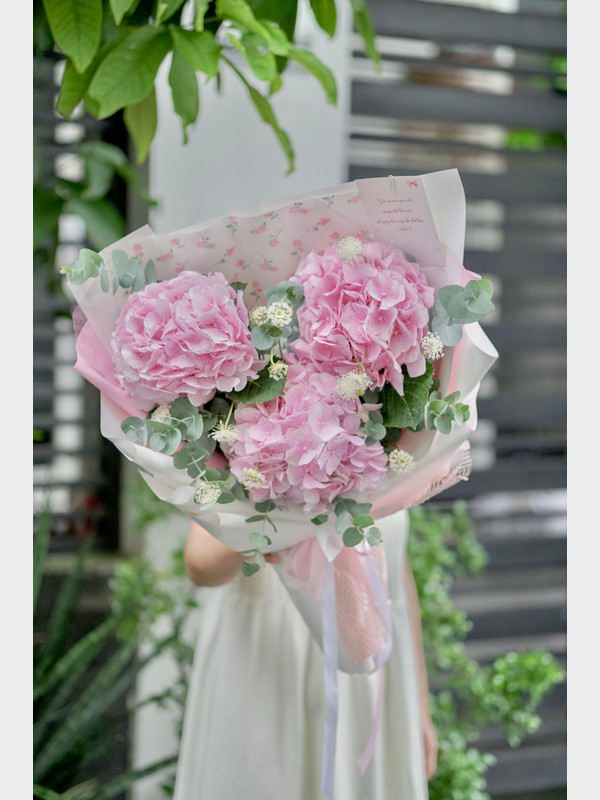 Bó hoa cẩm tú cầu hồng nhập khẩu Hà Lan tặng người yêu sang trọng