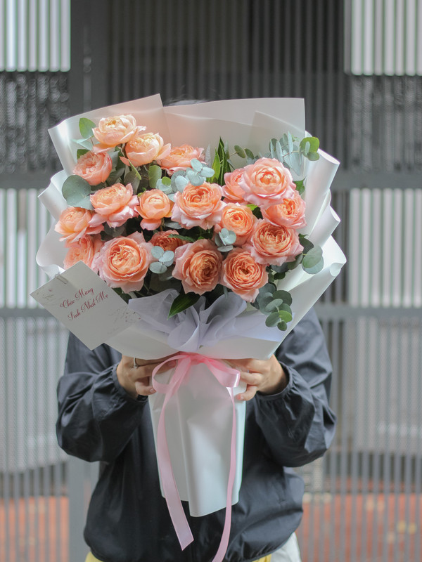 Hoa sinh nhật tặng bạn - Hoa ngày của mẹ -Hoa hồng juliet cam tặng sinh nhật