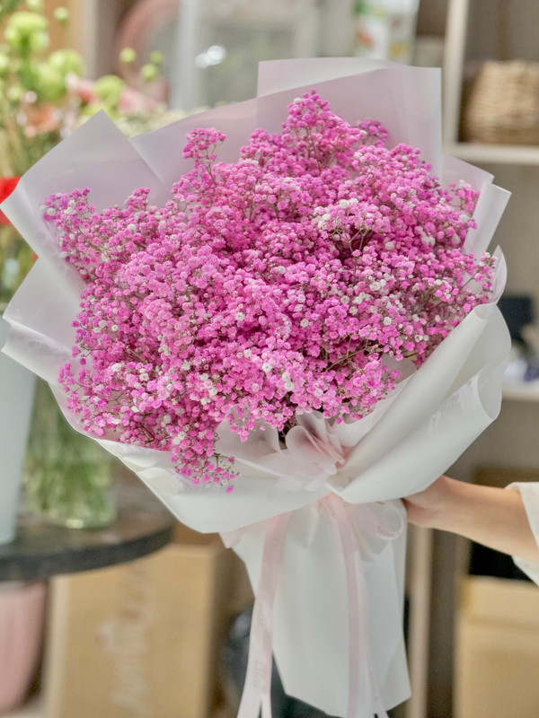 Hoa baby sinh nhật - Bó hoa baby tươi hồng tặng bạn gái