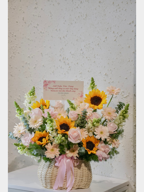 Giỏ hoa hướng dương khai trương
