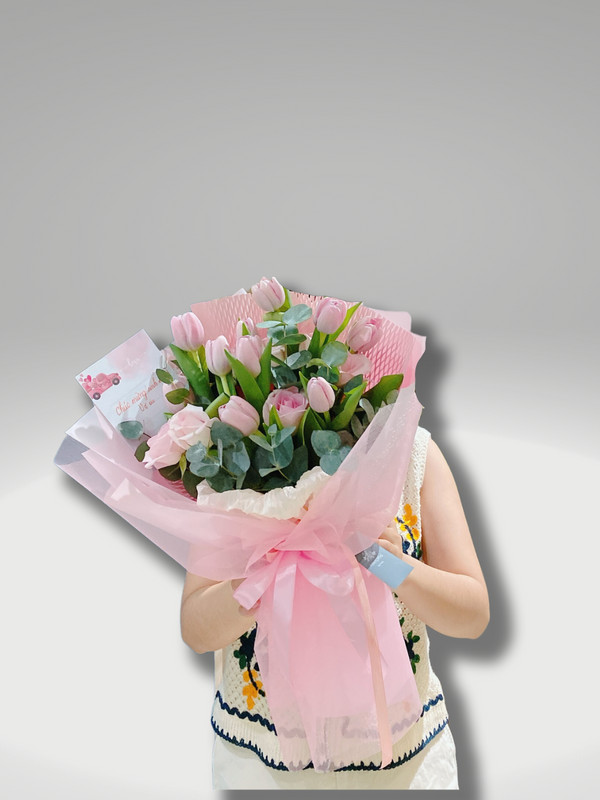 Hoa tặng người thương - Bó hoa tulip hồng 10 bông
